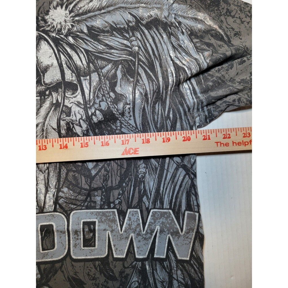 Throwdown Premium Double Skull Aztec Feathered Headdress AOP Mens L Logo Cross - Picture 5 of 6